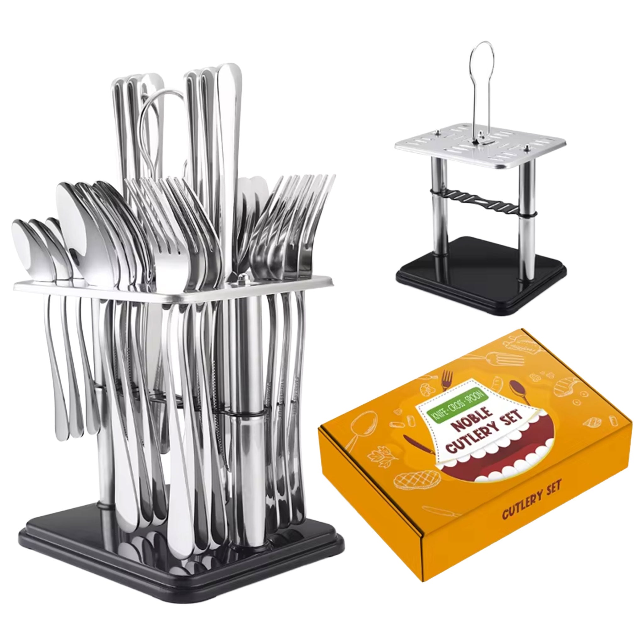 24-Piece Stainless Steel Cutlery Set – Titanium Plated Knife, Fork & Spoon
