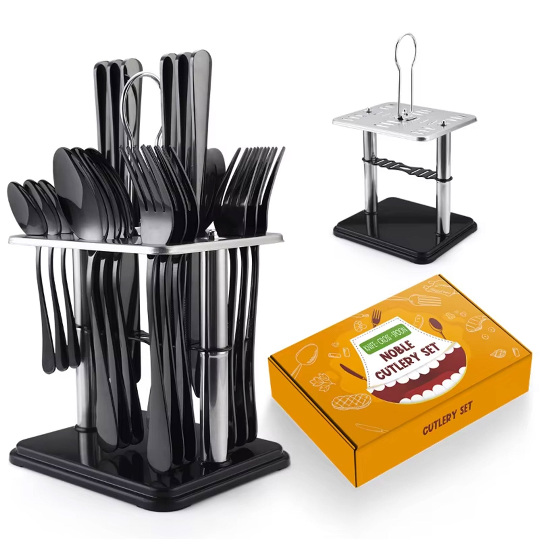24-Piece Stainless Steel Cutlery Set – Titanium Plated Knife, Fork & Spoon