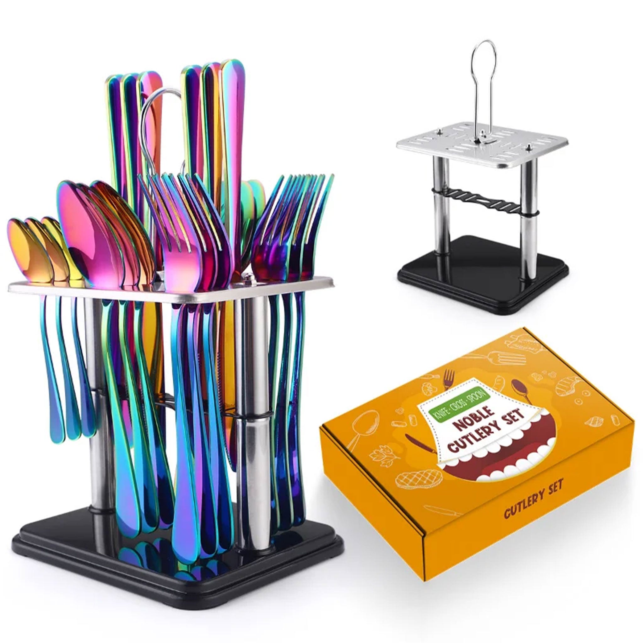 24-Piece Stainless Steel Cutlery Set – Titanium Plated Knife, Fork & Spoon