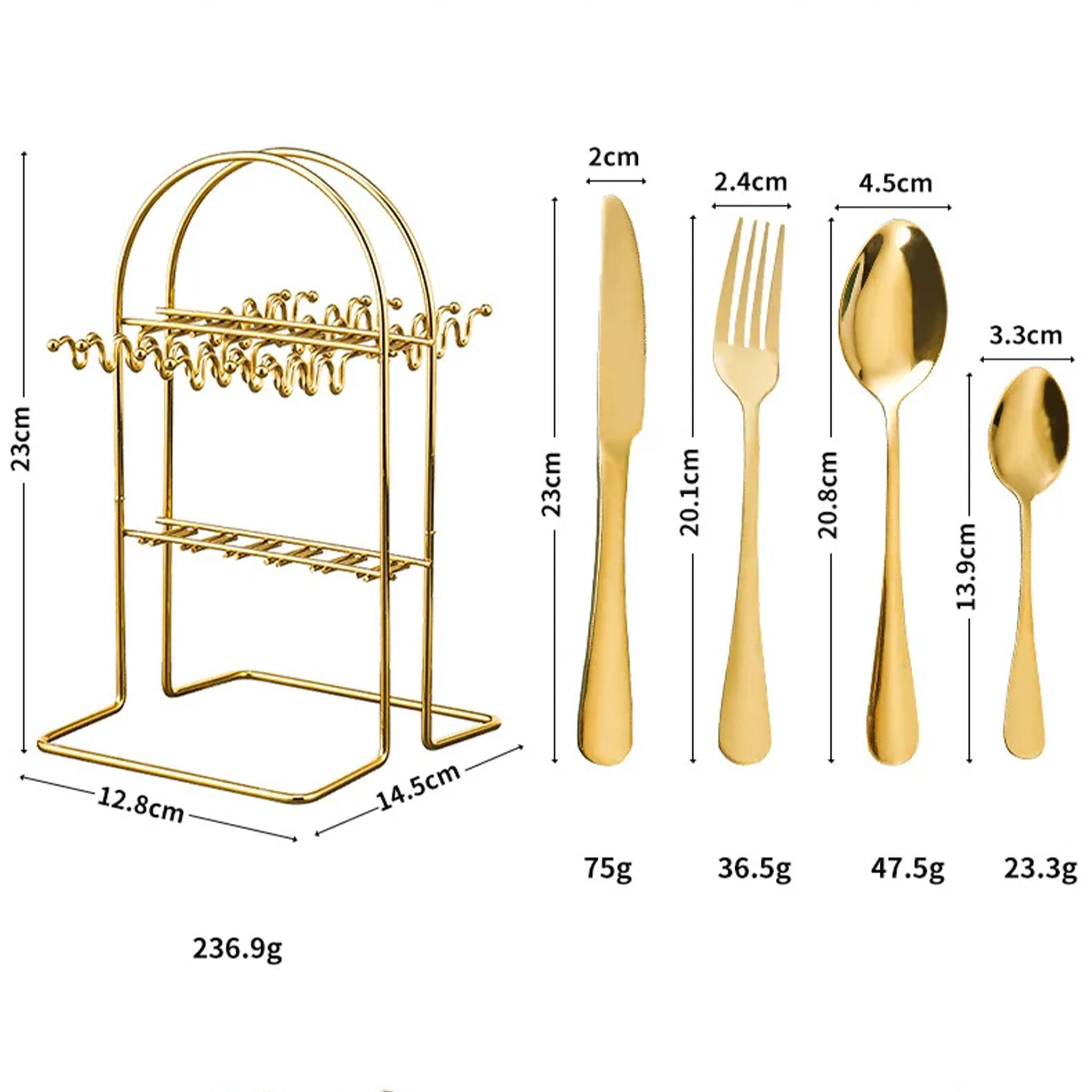 24-Piece Stainless Steel Cutlery Set – Titanium Plated Knife, Fork & Spoon
