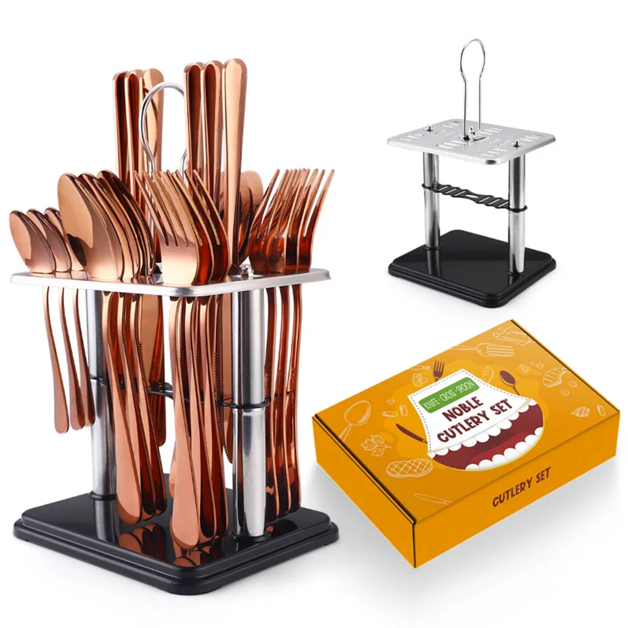24-Piece Stainless Steel Cutlery Set – Titanium Plated Knife, Fork & Spoon