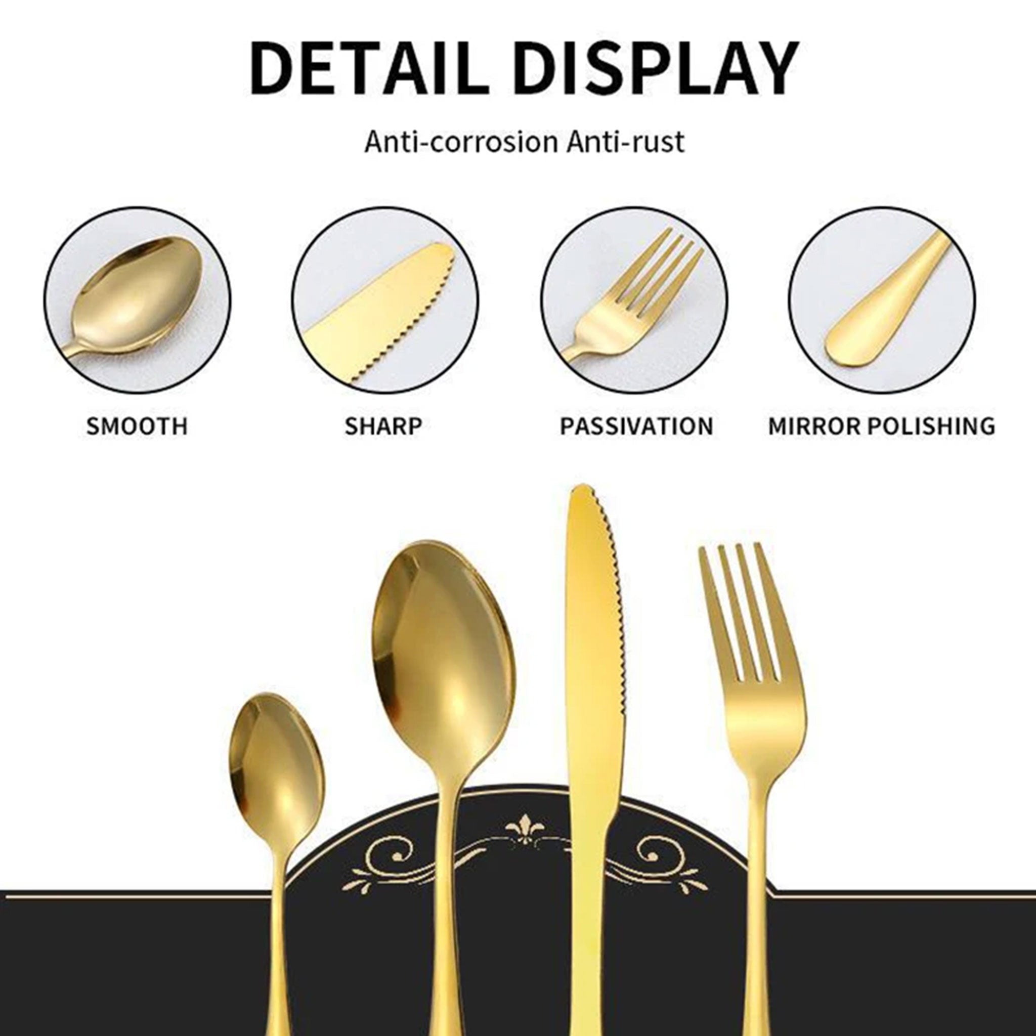 24-Piece Stainless Steel Tableware Set with Gift Box – Knife, Fork & Spoon
