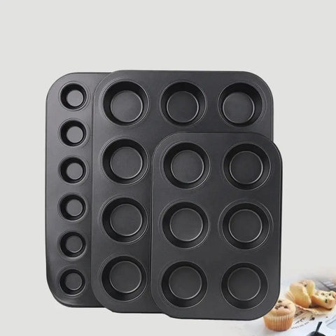 24-hole Round Cake Baking Pan Household Carbon Steel Non-stick Baking Pan Baking Tool Muffin Cake Mold Cake Decoration Mold wiktra