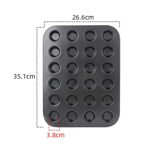 24-hole Round Cake Baking Pan Household Carbon Steel Non-stick Baking Pan Baking Tool Muffin Cake Mold Cake Decoration Mold