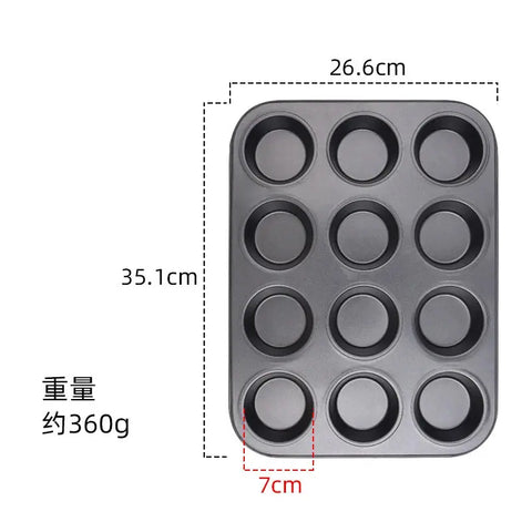 24-hole Round Cake Baking Pan Household Carbon Steel Non-stick Baking Pan Baking Tool Muffin Cake Mold Cake Decoration Mold