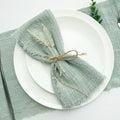 24pcs 32x32cm Wholesale Sky blue Gauze Cotton Napkin Reusable Tea Towel Wedding Party Christmas Table Decor Retro Burrs napkin - Wiktra