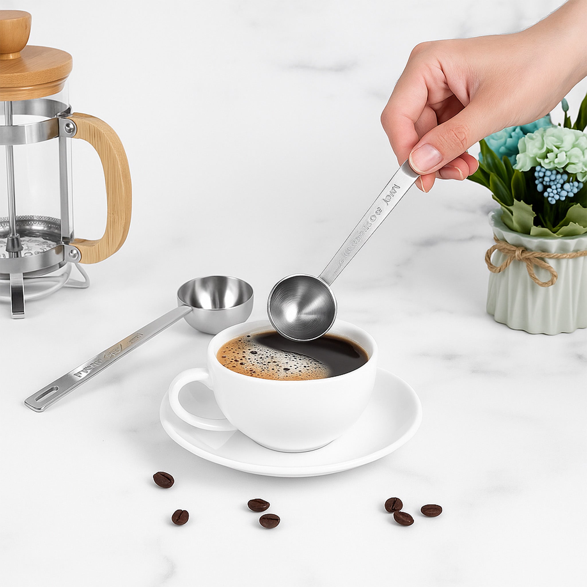 2Pcs Stainless Steel Coffee Measuring Spoons