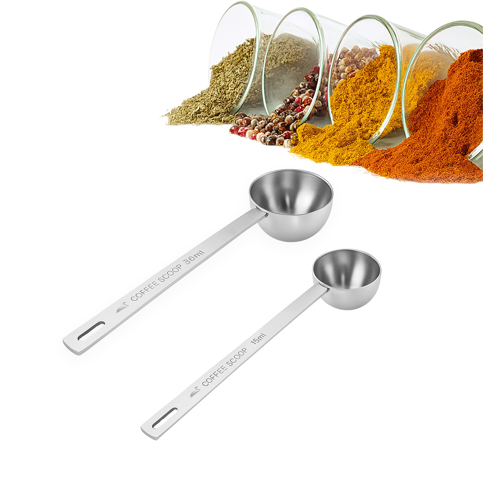 2Pcs Stainless Steel Coffee Measuring Spoons