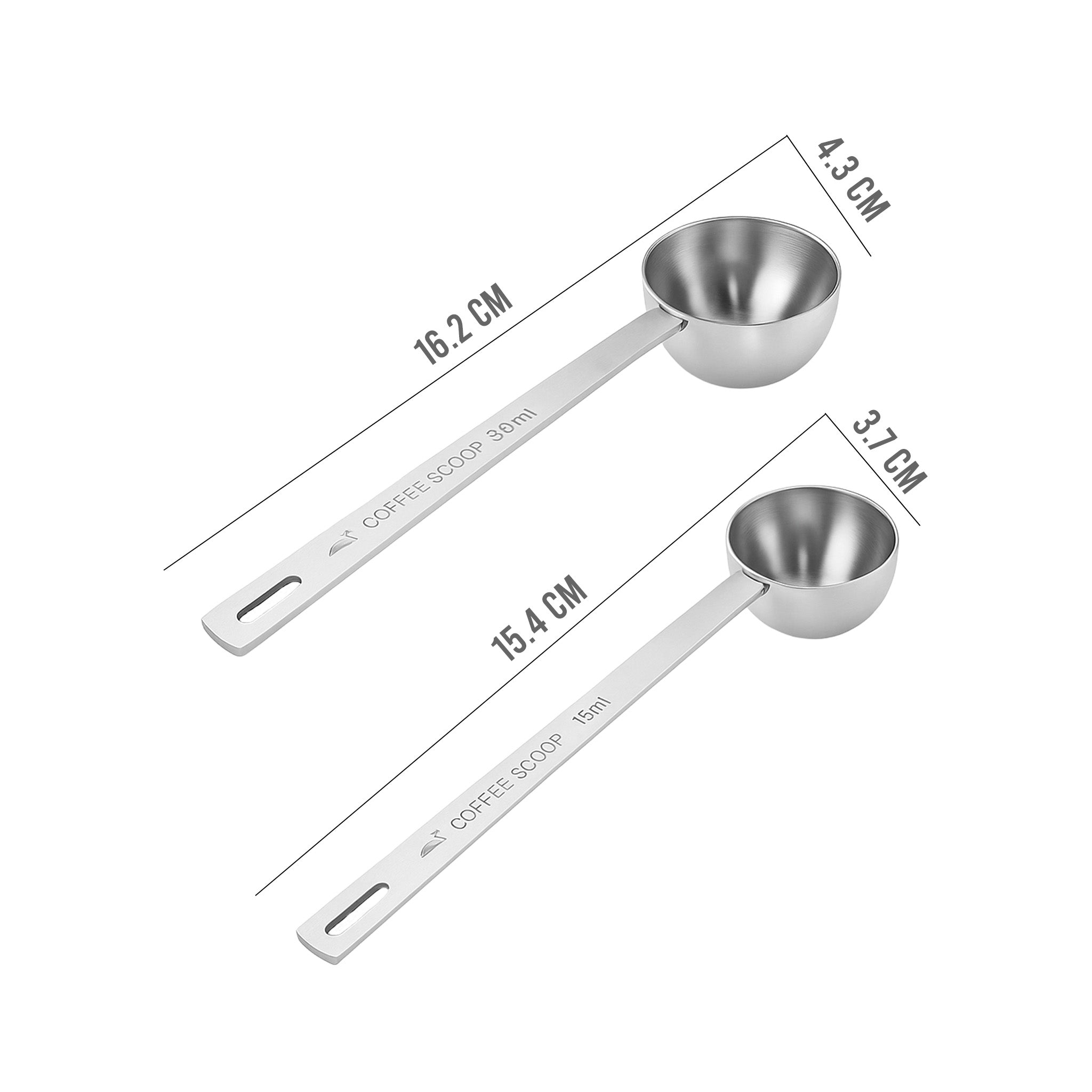 2Pcs Stainless Steel Coffee Measuring Spoons