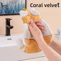 2pcs Multi-functional  Cute Cartoon Coral Velvet Hand Towel Absorbent Portable Quick Drying Towels Home Kitchen Bathroom wiktra