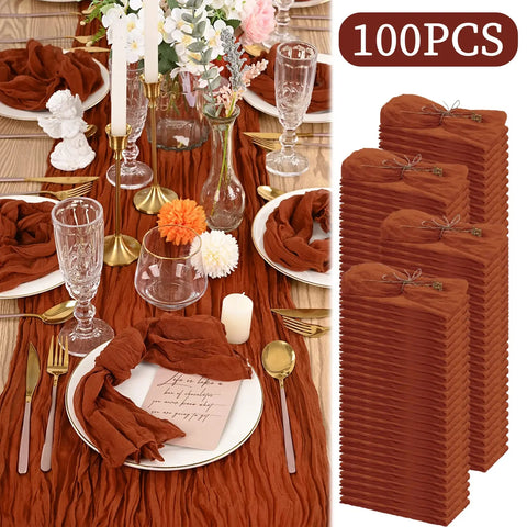 30-200Pcs Terracotta Cheesecloth Napkins Cotton Gauze Towel Wedding Napkin 20*20Inch Napkin Serving Napkin for Party Table Decor - Wiktra