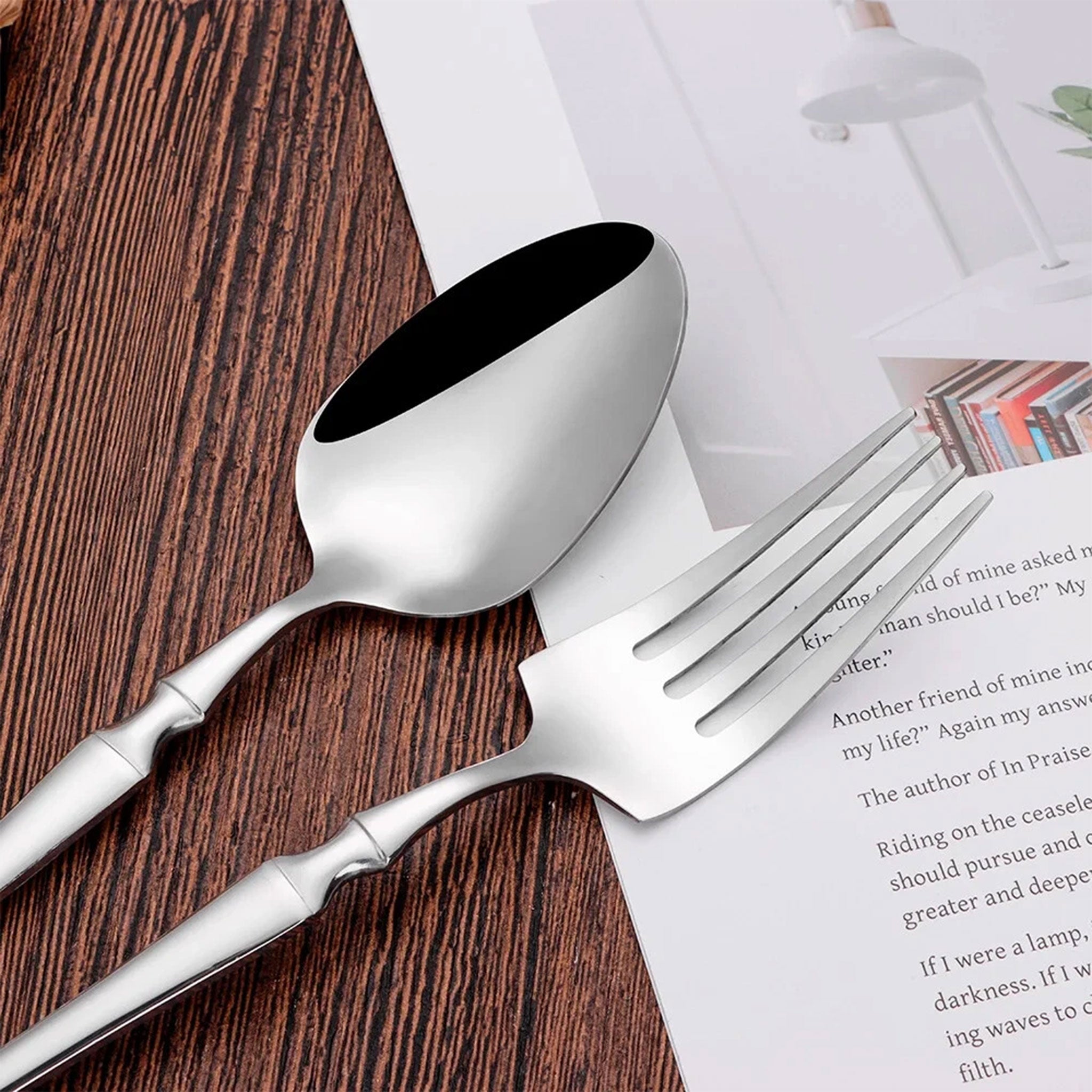 30/40/60-Piece Silver Stainless Steel Flatware Set – Knife, Fork & Spoons