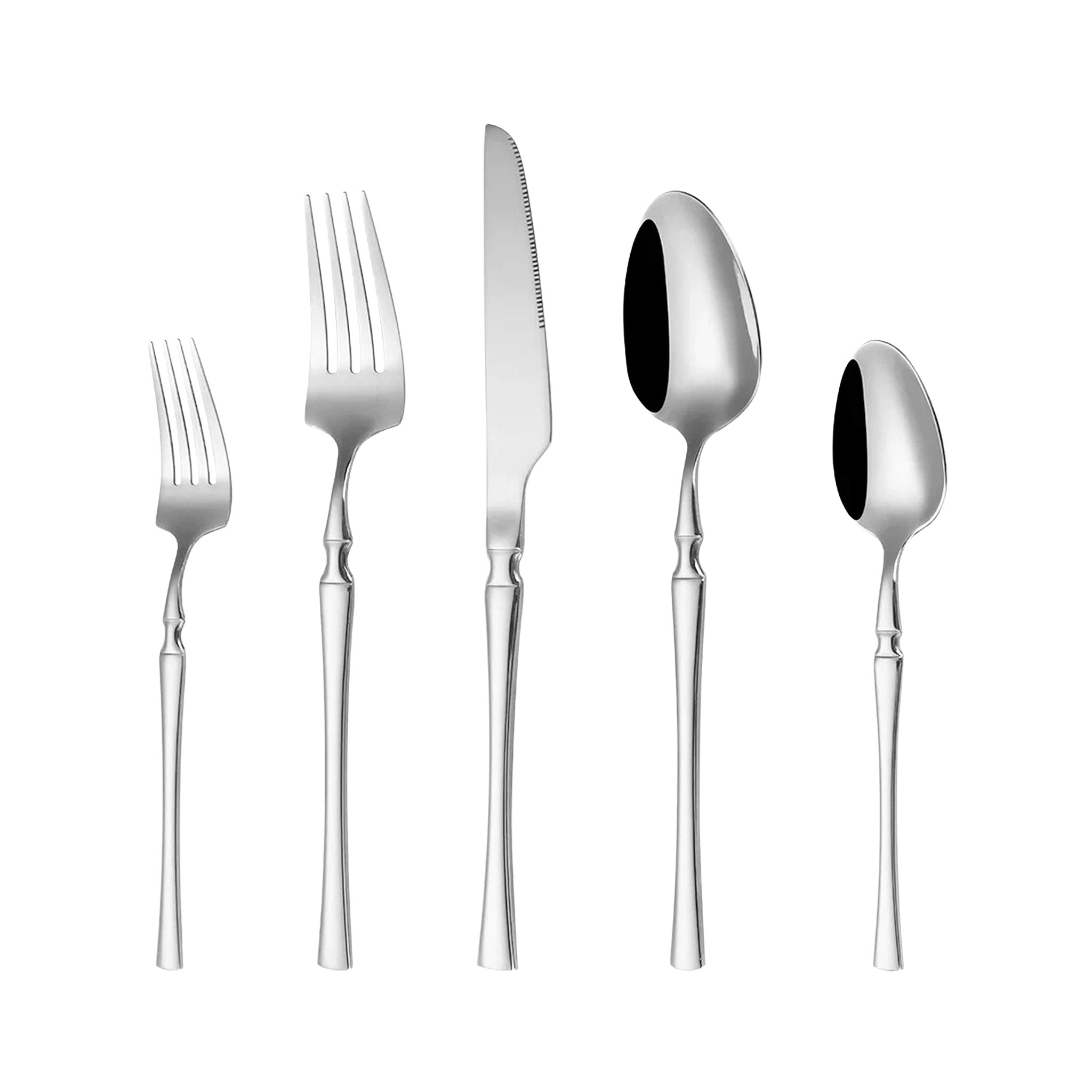30/40/60-Piece Silver Stainless Steel Flatware Set – Knife, Fork & Spoons