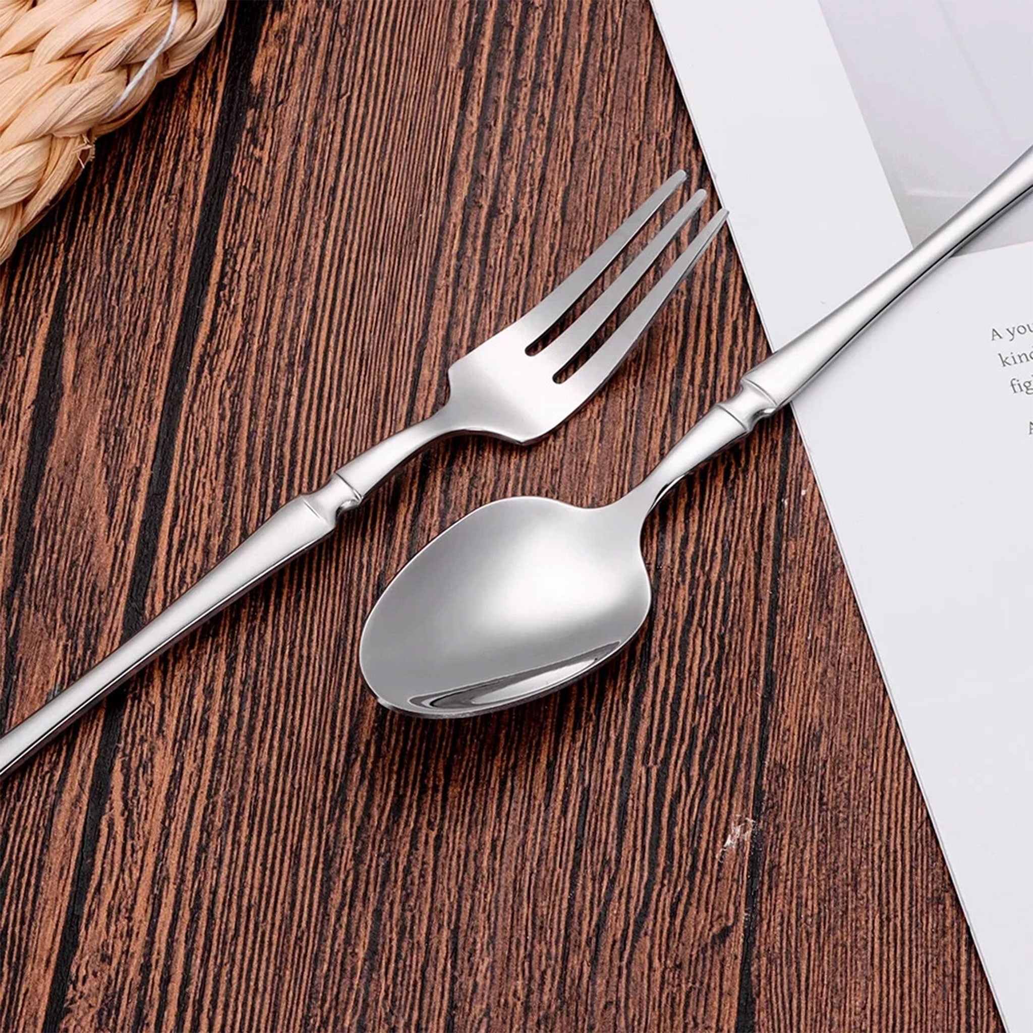 30/40/60-Piece Silver Stainless Steel Flatware Set – Knife, Fork & Spoons