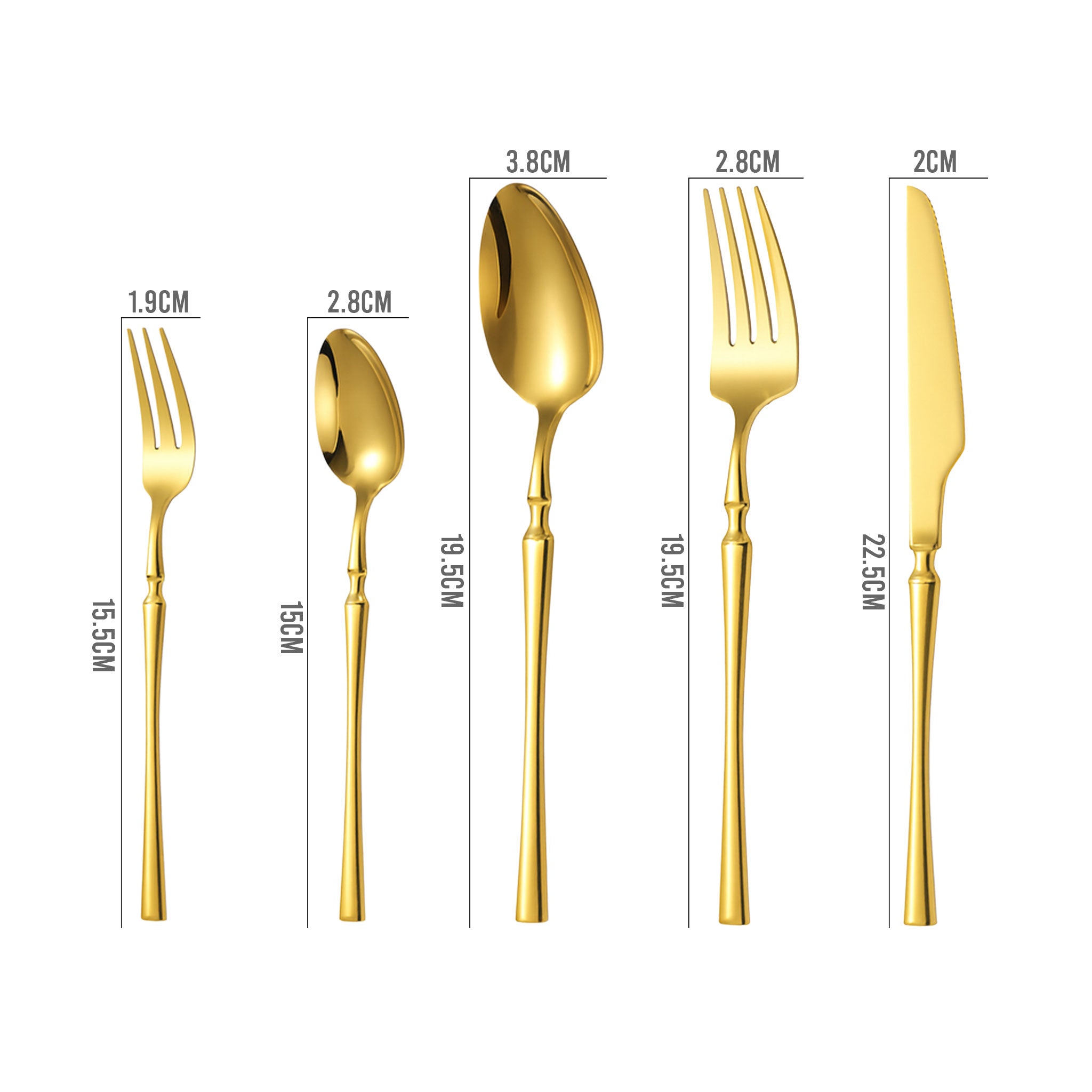 30-Piece Glossy Gold Stainless Steel Dinnerware Set – Knives, Forks & Spoons