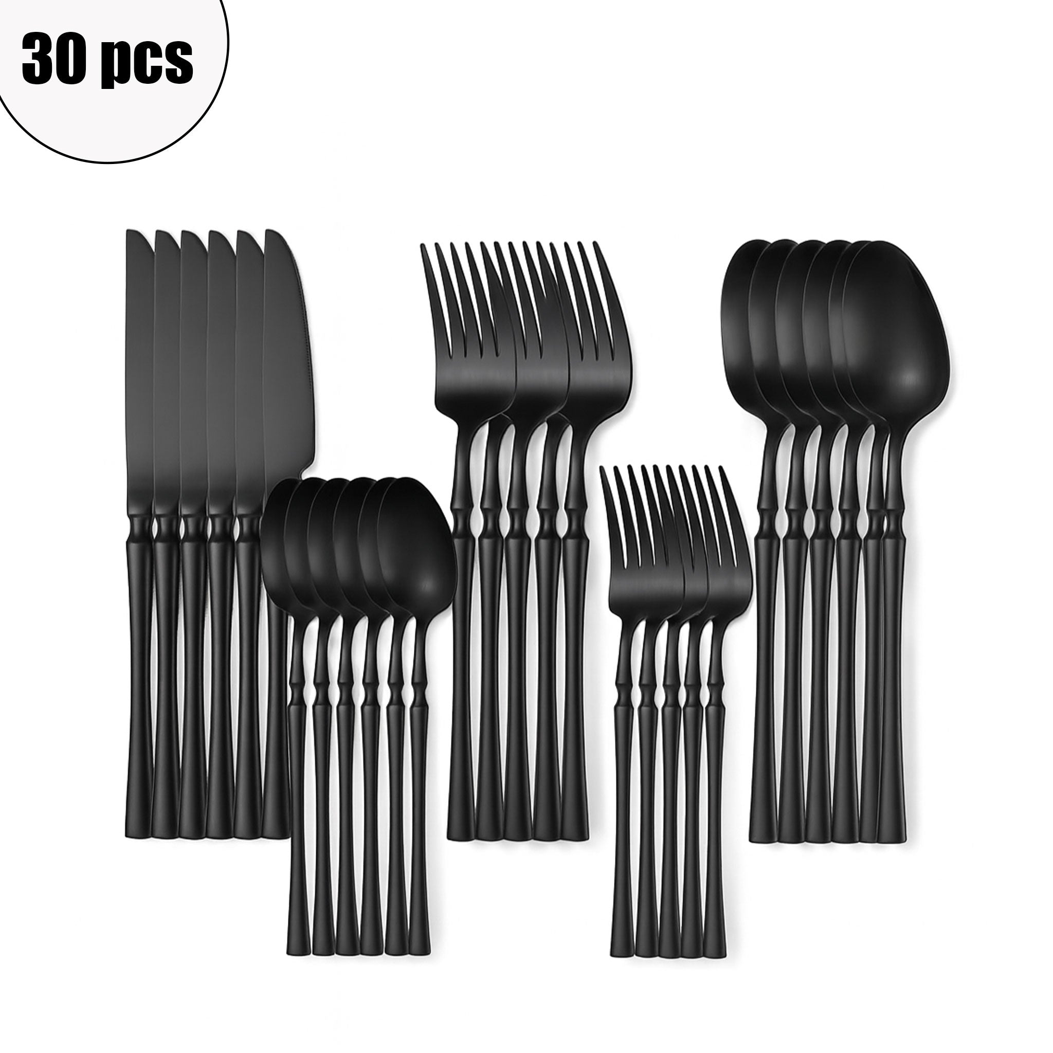 30-Piece Glossy Gold Stainless Steel Dinnerware Set – Knives, Forks & Spoons
