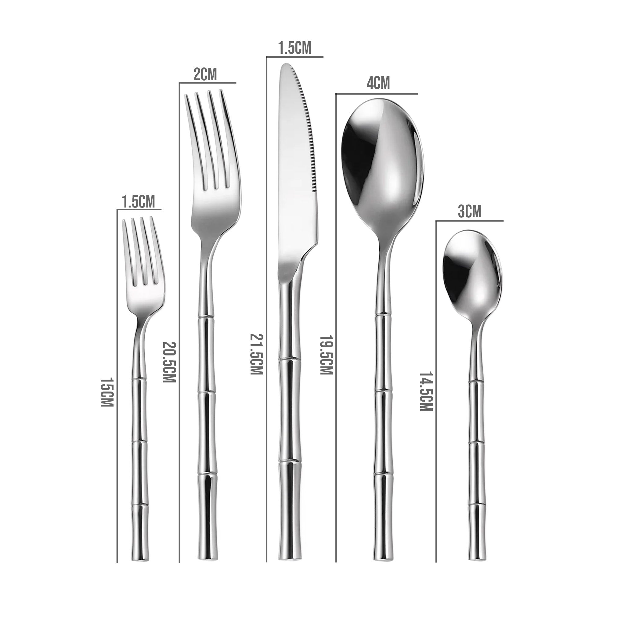 304 Stainless Steel Cutlery Set with Bamboo Handles – Forks & Spoons