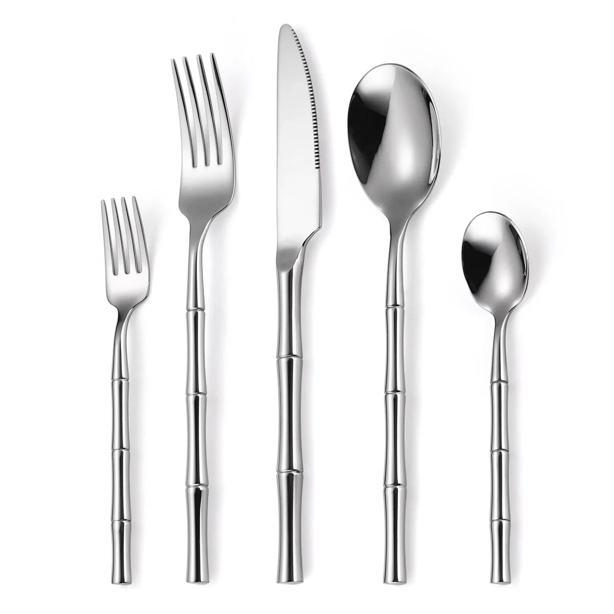 304 Stainless Steel Cutlery Set with Bamboo Handles – Forks & Spoons