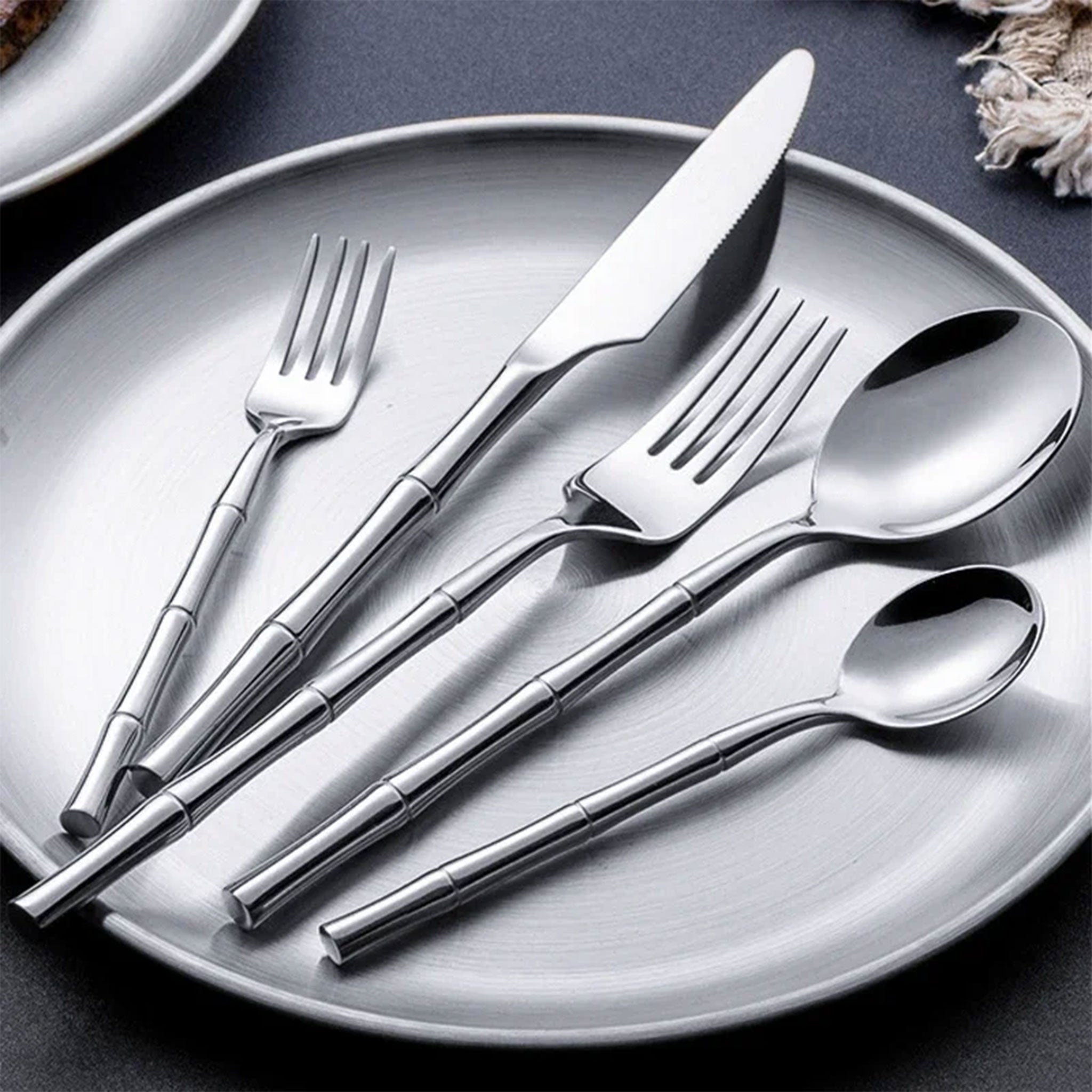 304 Stainless Steel Cutlery Set with Bamboo Handles – Forks & Spoons