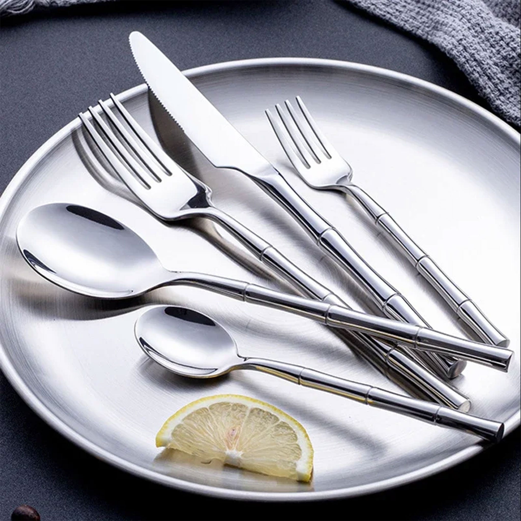 304 Stainless Steel Cutlery Set with Bamboo Handles – Forks & Spoons