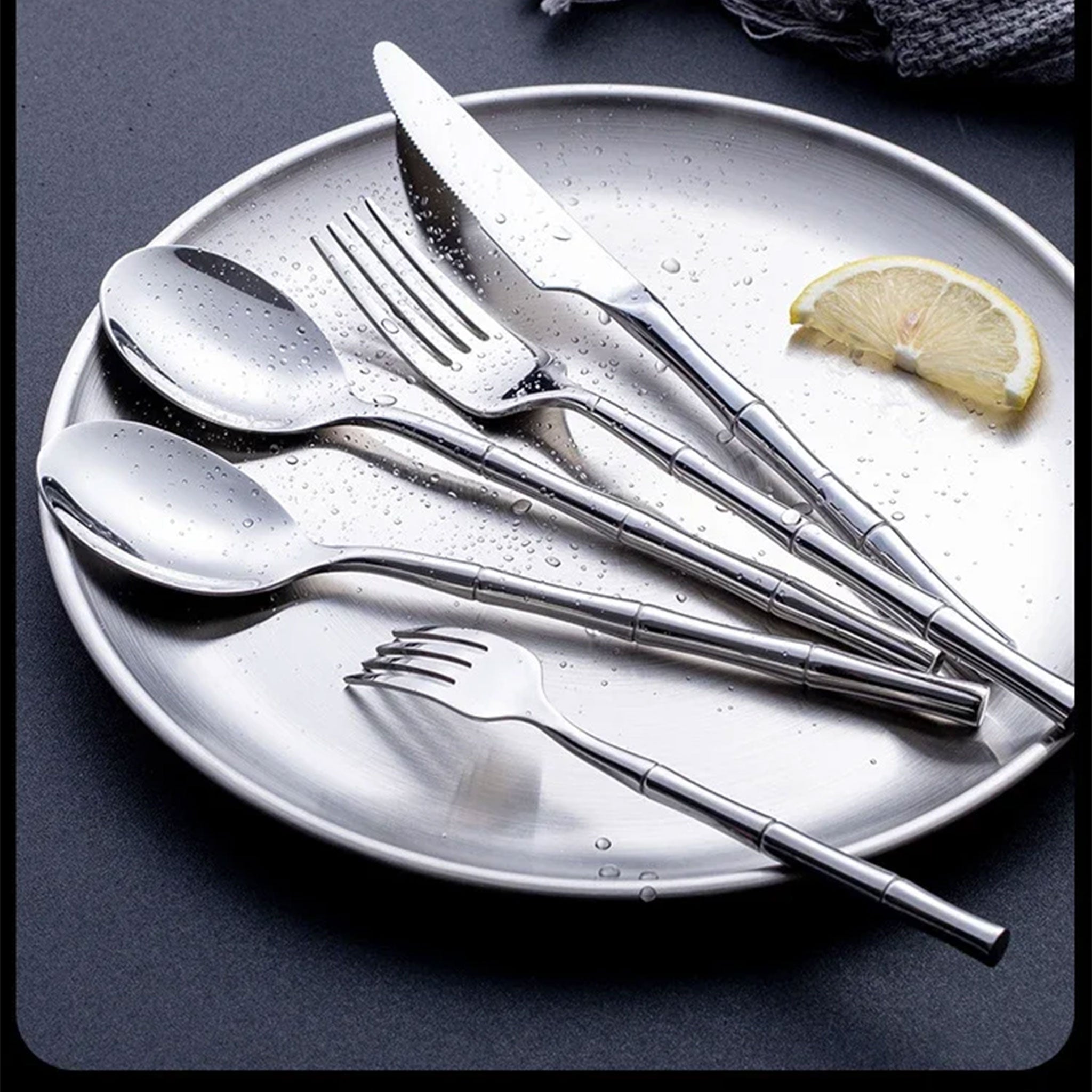 304 Stainless Steel Cutlery Set with Bamboo Handles – Forks & Spoons