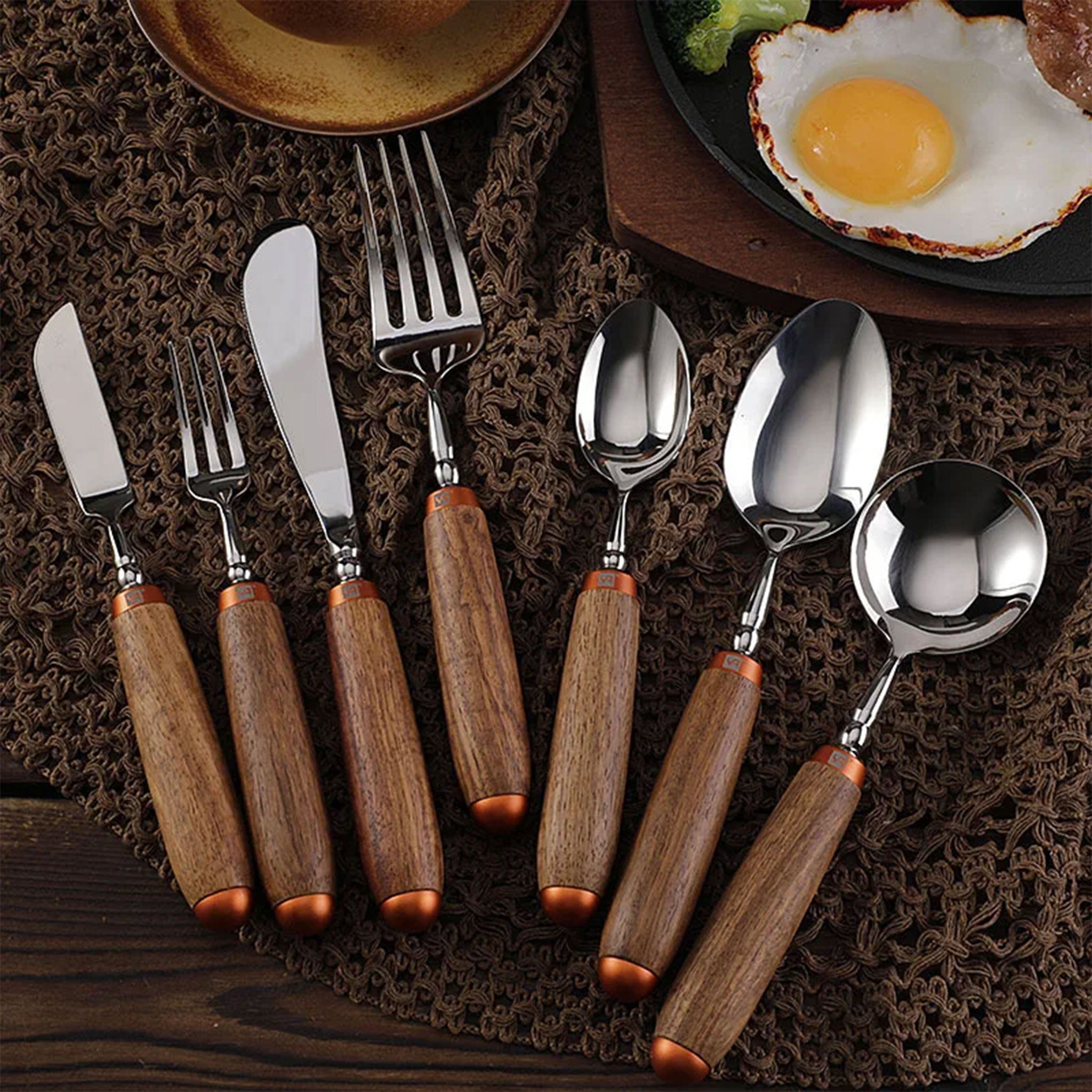 304 Stainless Steel Cutlery Set with Rosewood Handles – Knives, Forks & Spoons