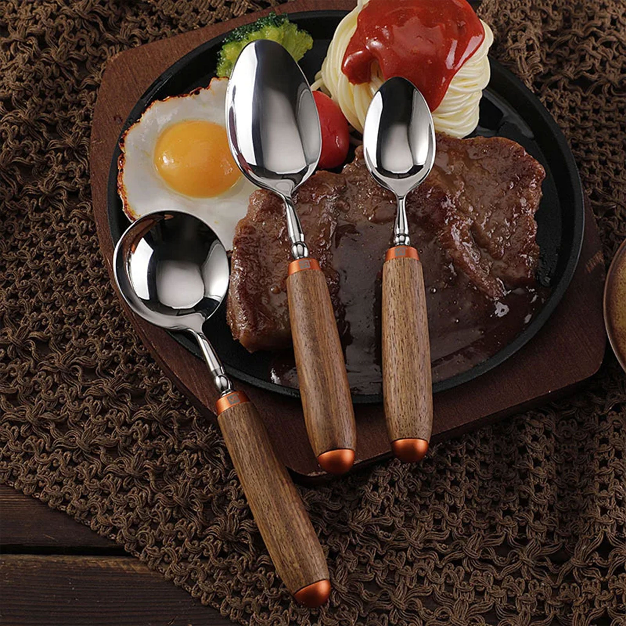 304 Stainless Steel Cutlery Set with Rosewood Handles – Knives, Forks & Spoons