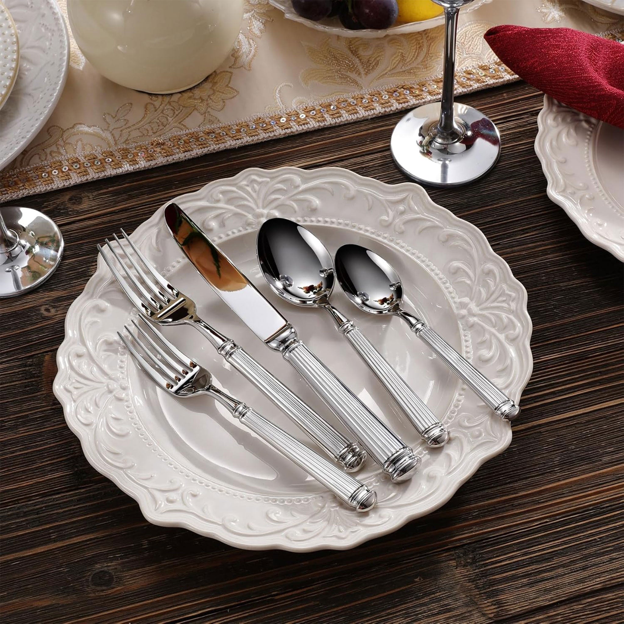304 Stainless Steel Roman Column Flatware Set