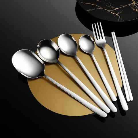 304 Stainless Steel Spoon Fork Chopsticks Sets Cutlery Teaspoons Home Tableware Kitchen Dinner Full Table Service wiktra