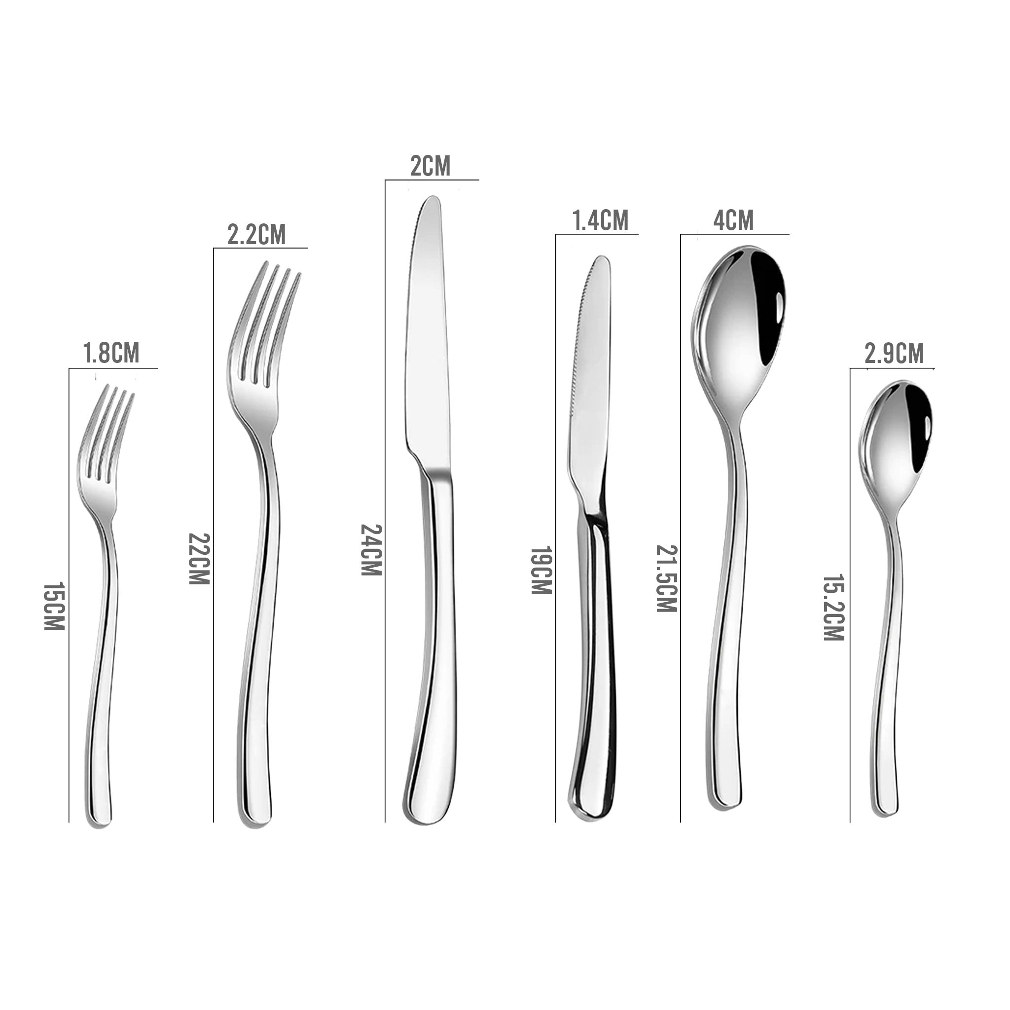 304 Stainless Steel Thickened Cutlery Set – Knife, Fork & Spoon