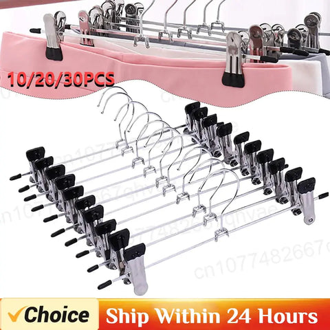 10/20/30PCs Stainless Steel Dress Hanger Pants Clip Clothes Racks Wardrobe Storage Organizer Coat Pants Tongs Skirt Hanger wiktra