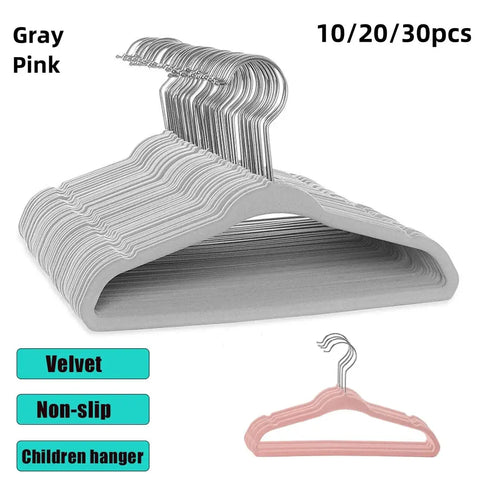 10/20/30Pcs Baby Non-Slip Velvet Hangers Space Saving 360 Degree Swivel Hook Flocked Felt Kids Clothes Drying Rack Organizer wiktra