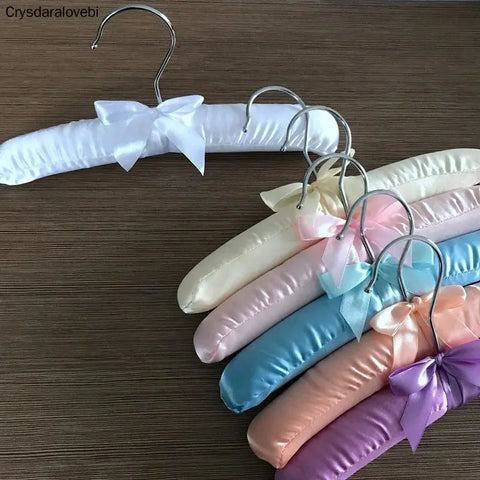 25/30cm Satin Padded Hanger Silk Wrapped Clothes Hanger Clothes Hanging Silver Hook Sponge Hangers Clothes for Children Baby wiktra