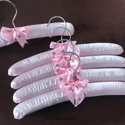 25/30cm Satin Padded Hanger Silk Wrapped Clothes Hanger Clothes Hanging Silver Hook Sponge Hangers Clothes for Children Baby