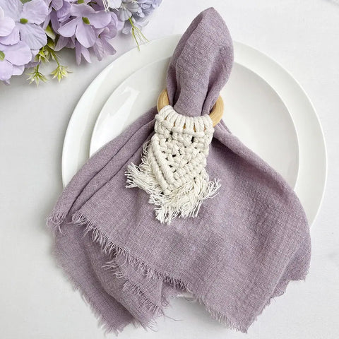 30pcs 32x32cm Wholesale Purple Gauze Cotton Napkin Reusable Tea Towel Wedding Party Christmas Table Decor Retro Burrs napkins - Wiktra