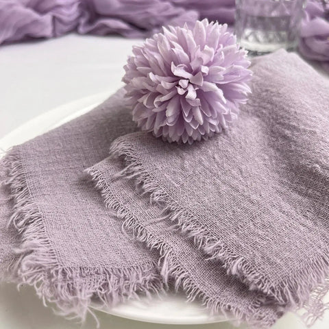 30pcs 32x32cm Wholesale Purple Gauze Cotton Napkin Reusable Tea Towel Wedding Party Christmas Table Decor Retro Burrs napkins - Wiktra