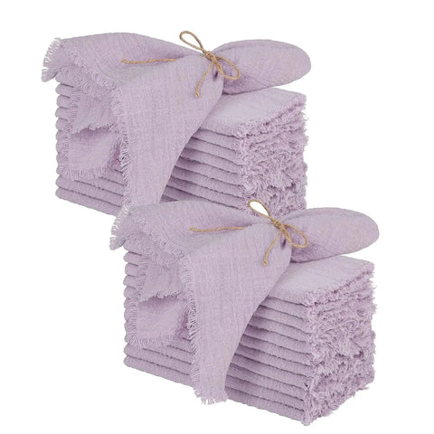 30pcs 32x32cm Wholesale Purple Gauze Cotton Napkin Reusable Tea Towel Wedding Party Christmas Table Decor Retro Burrs napkins - Wiktra