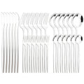 30pcs Silver Cutlery Set Knife Fruit Forks Cake Fork Tea Spoon Dinnerware Stainless Steel Tableware Set Party Kitchen Tool wiktra