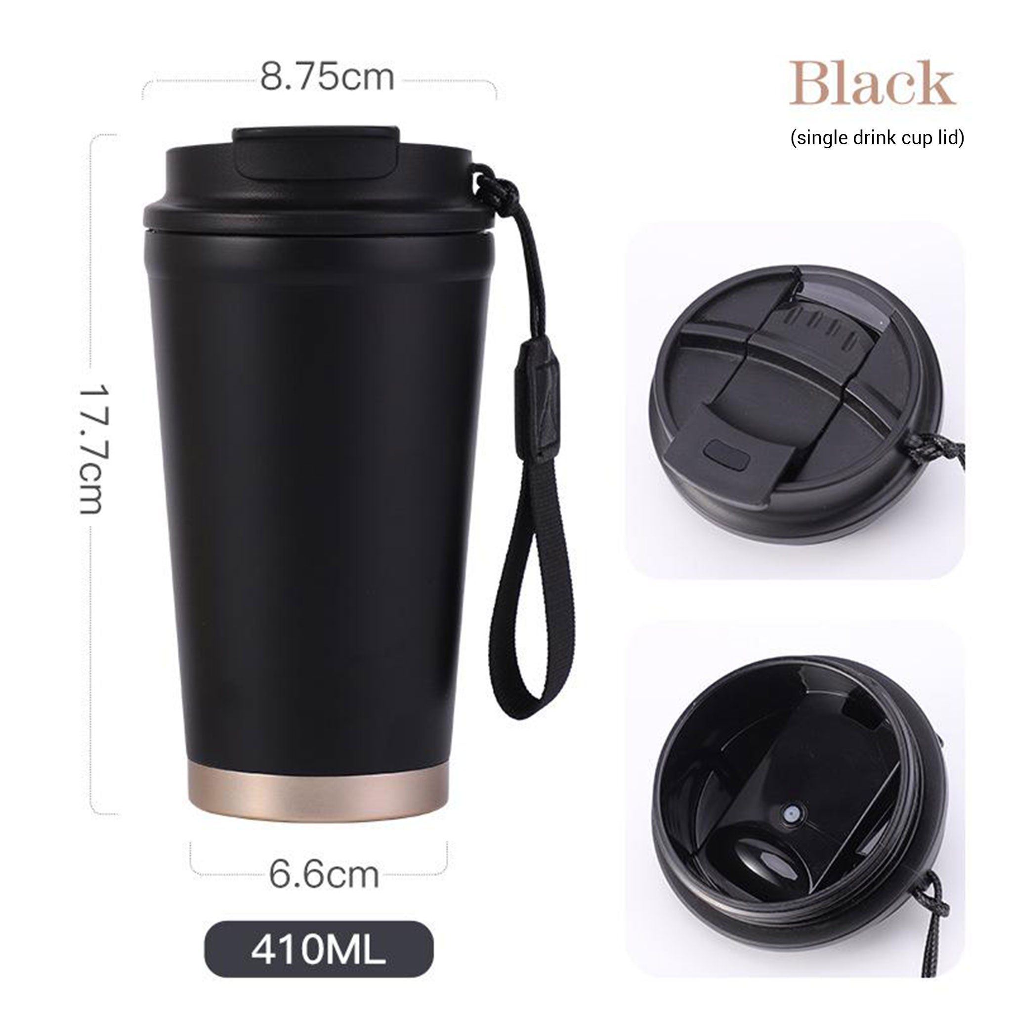 316 Stainless Steel Portable Thermos Coffee Cup with Lid & Straw