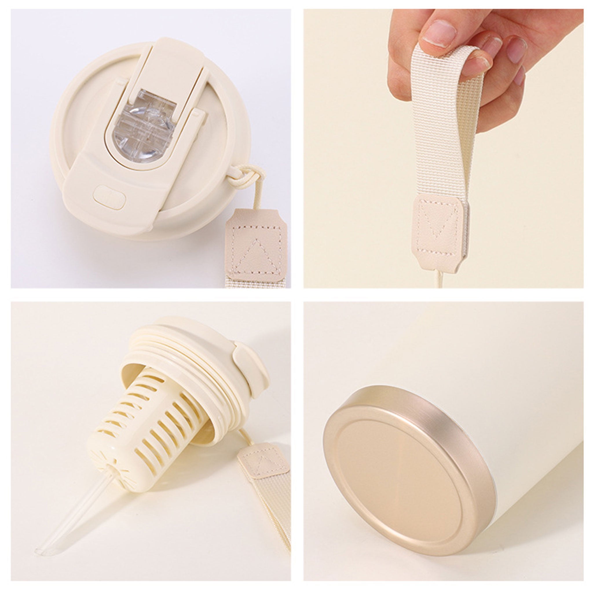 316 Stainless Steel Portable Thermos Coffee Cup with Lid & Straw