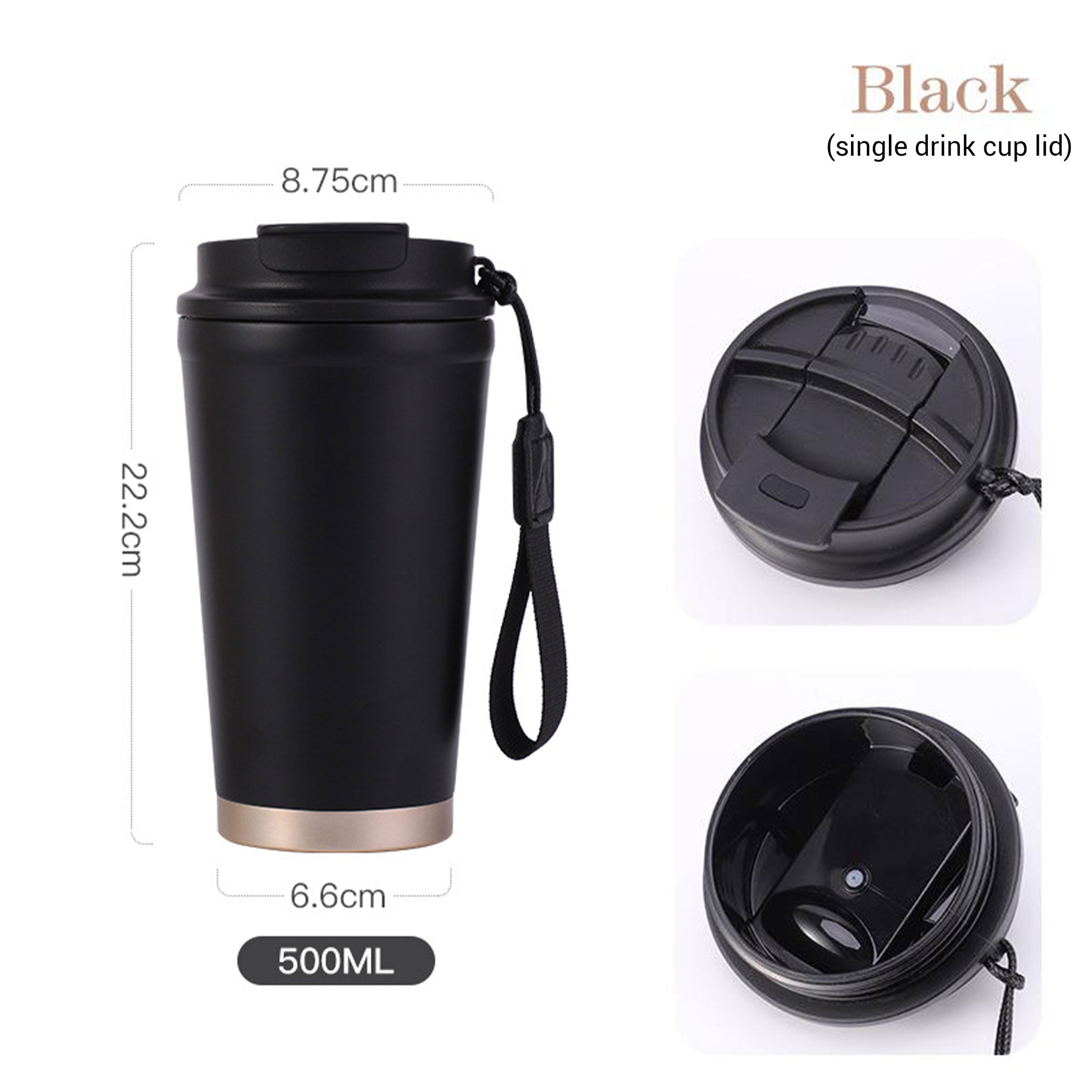 316 Stainless Steel Portable Thermos Coffee Cup with Lid & Straw