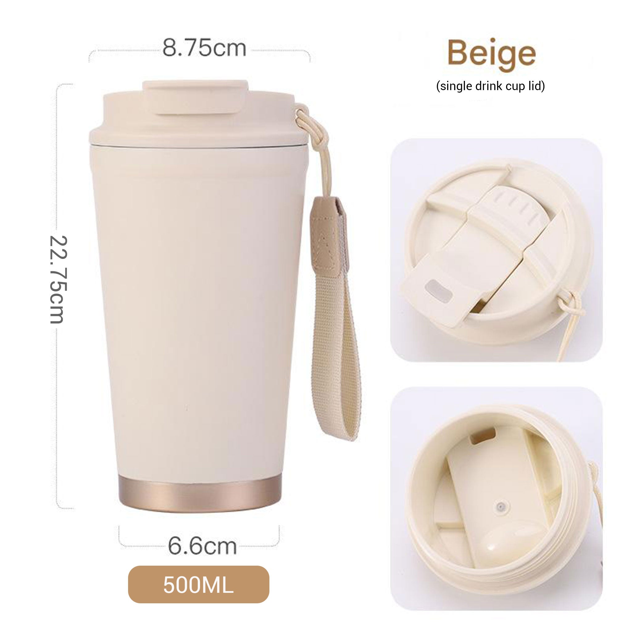 316 Stainless Steel Portable Thermos Coffee Cup with Lid & Straw