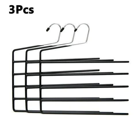 3Pcs Pants Rack 4 Layer Multi-functional Clothes Trousers Towel Hanger Bedroom Closet Organizer Wardrobe Storage Metal Dipping