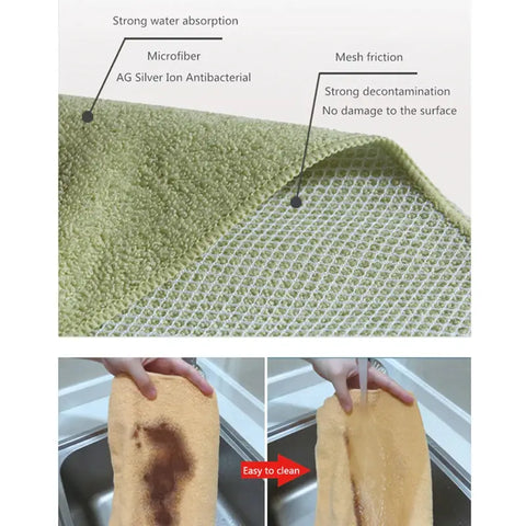 3pc Kitchen Towels Dish Washing Cloth Mesh Towel Wipes Absorbable Soft Window Car Rags Bathroom Microfiber Cleaning Cloth wiktra