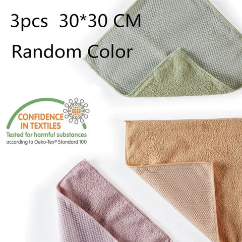 3pc Kitchen Towels Dish Washing Cloth Mesh Towel Wipes Absorbable Soft Window Car Rags Bathroom Microfiber Cleaning Cloth