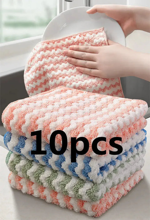 10/5/3pcs coral fleece dishcloths super absorbent scouring pads wet and dry kitchen cleaning towels kitchen cleaning rags wiktra