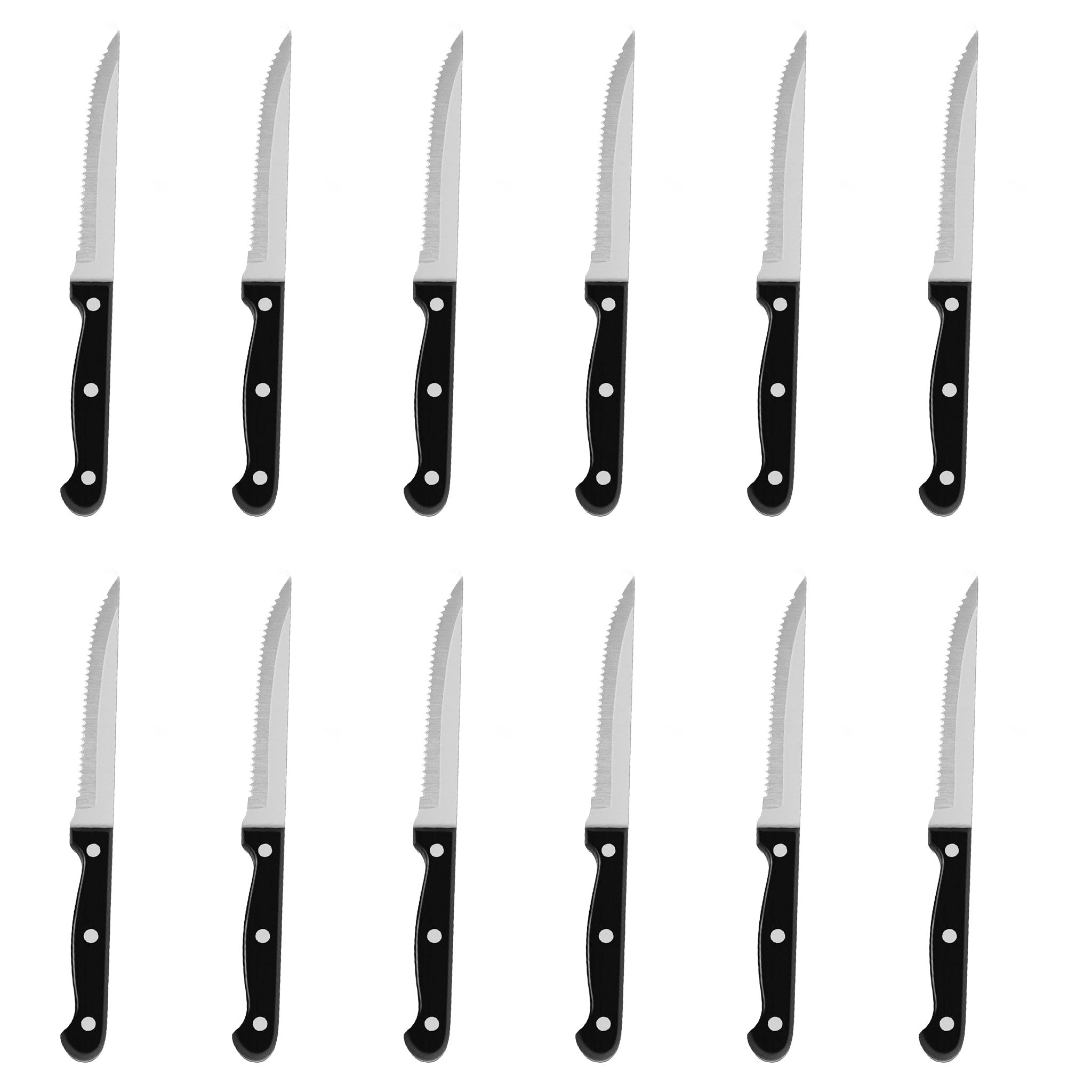 4/6/8/12-Piece Steak Knife Set – Sharp Blade with Black PP Handles for BBQ & Meat Cutting