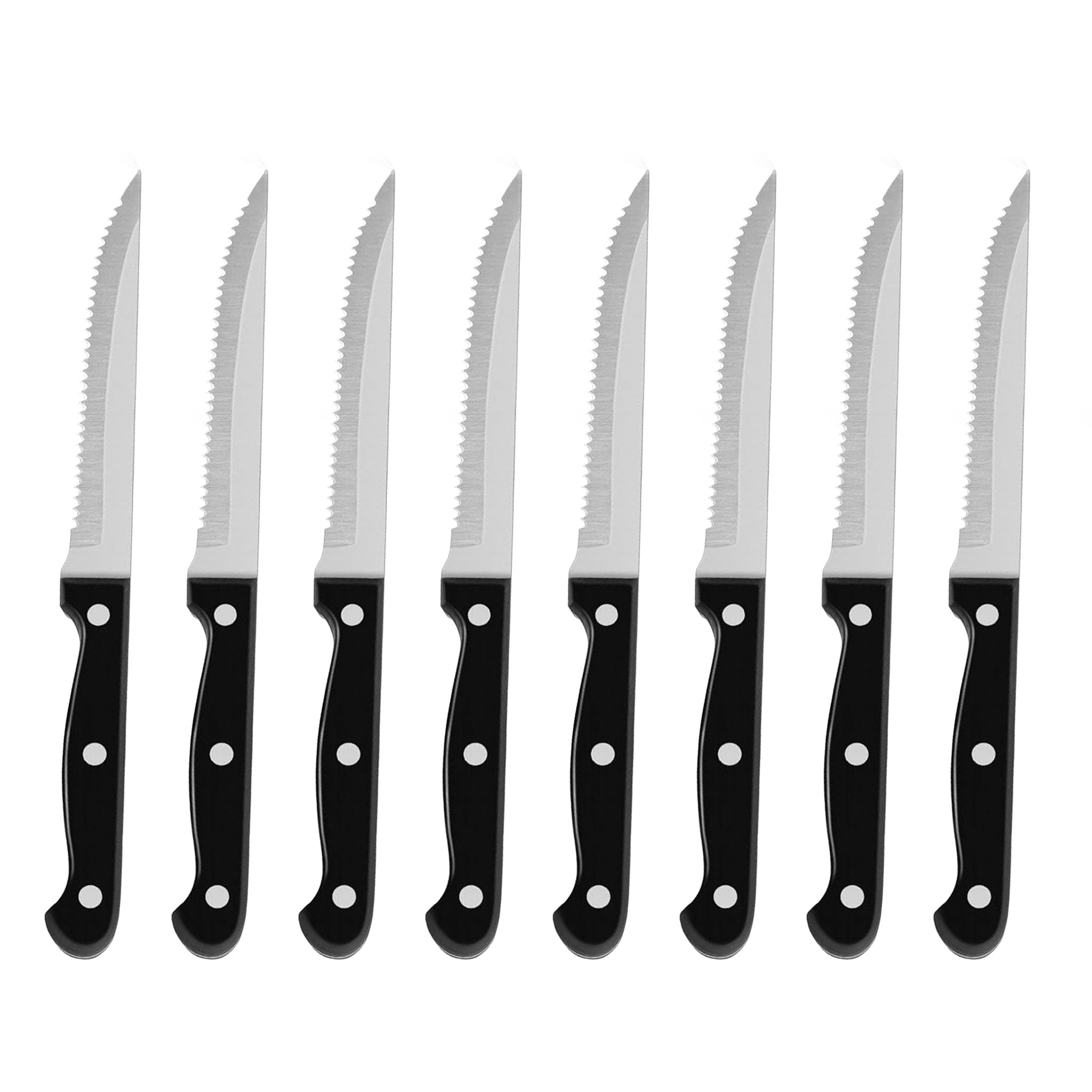 4/6/8/12-Piece Steak Knife Set – Sharp Blade with Black PP Handles for BBQ & Meat Cutting