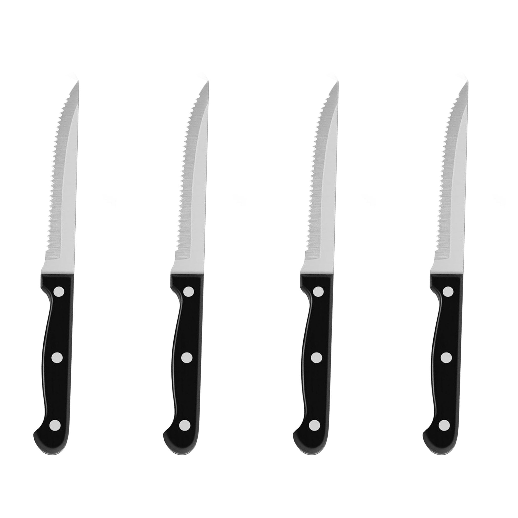 4/6/8/12-Piece Steak Knife Set – Sharp Blade with Black PP Handles for BBQ & Meat Cutting