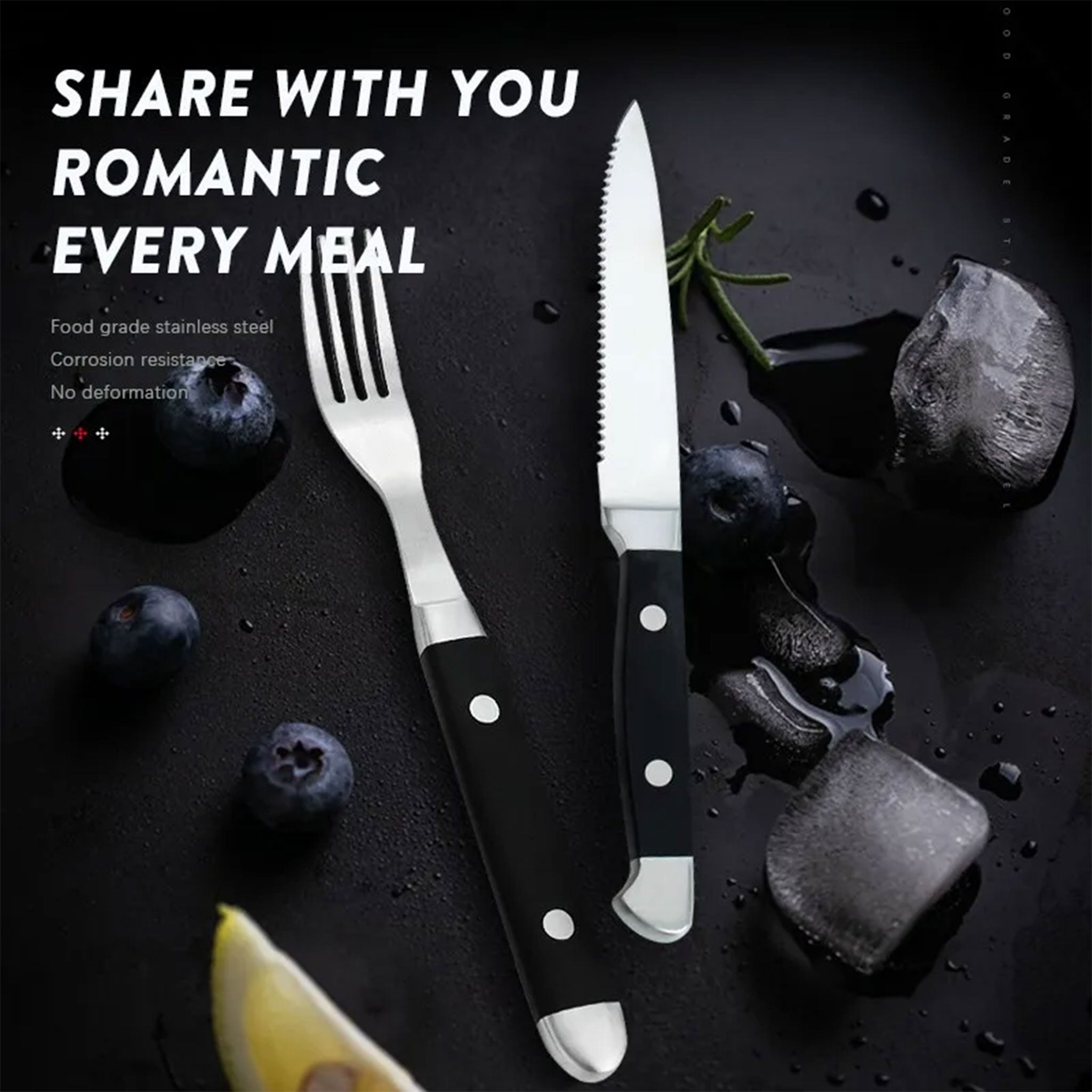4/6/8-Piece Stainless Steel Steak Knife & Fork Set – Polished Handle Tableware
